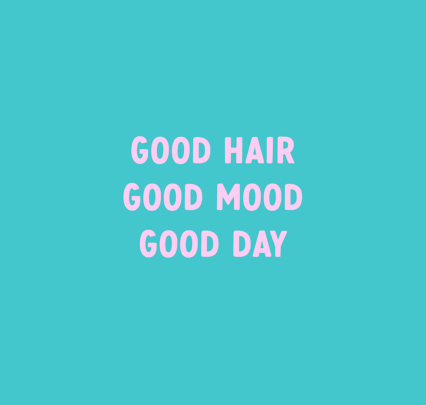 Cute, green and pink badge for Bloom Squad Hair that says " Good Hair, Good Mood, Good Day"